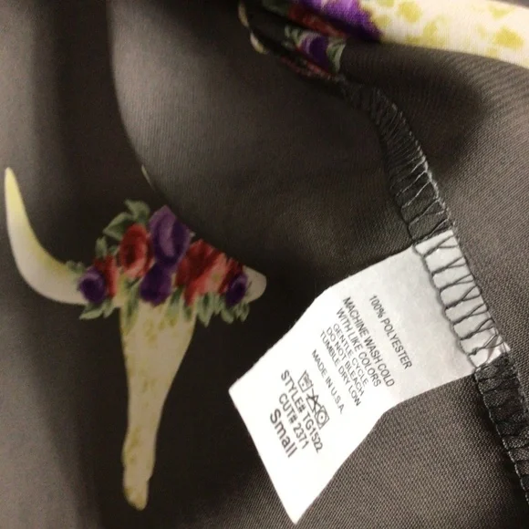 NWT Boho Bull Skull Floral Gray Open Front Kimono - Picture 3 of 6